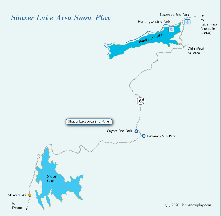 Shaver Lake area snow play map