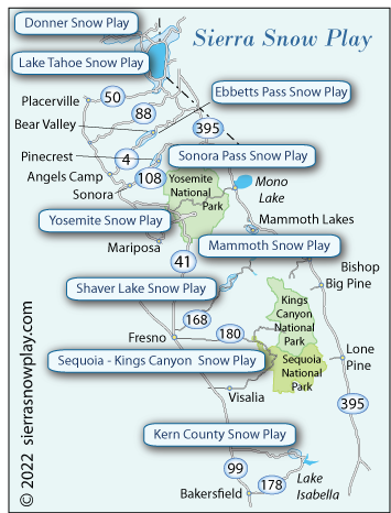 Sierra snow play map, California