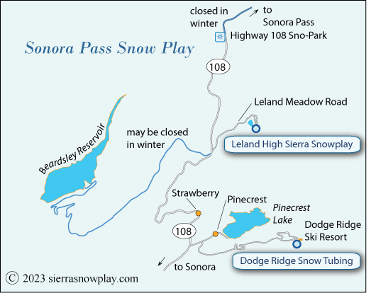 Sonora Pass snow play map, Tuolumne County, California